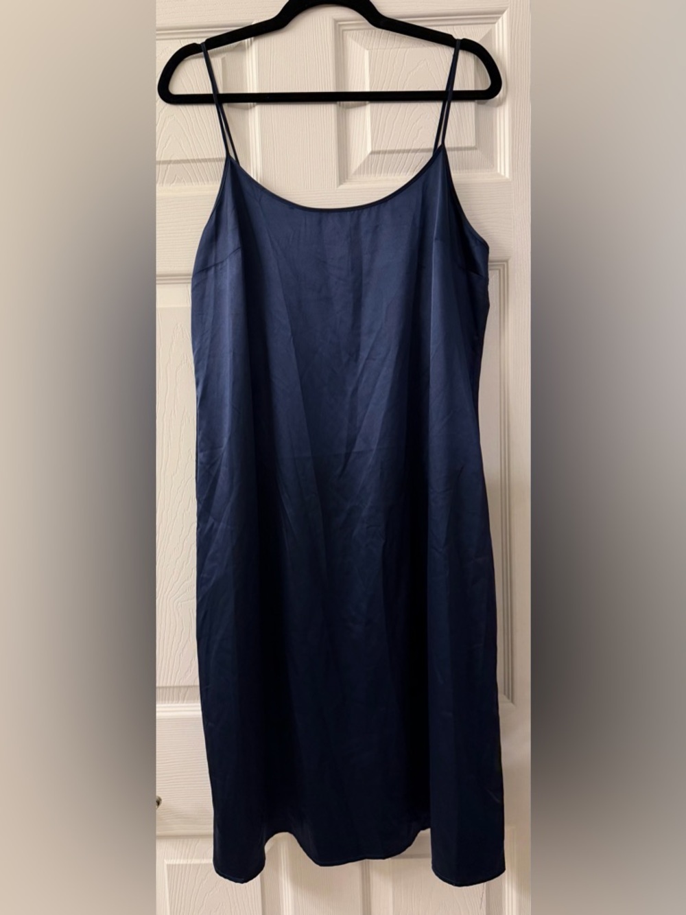 STAUD Navy Satin Slip Dress – Elegant Minimalist  Cocktail Midi Dress - Picture 6 of 10